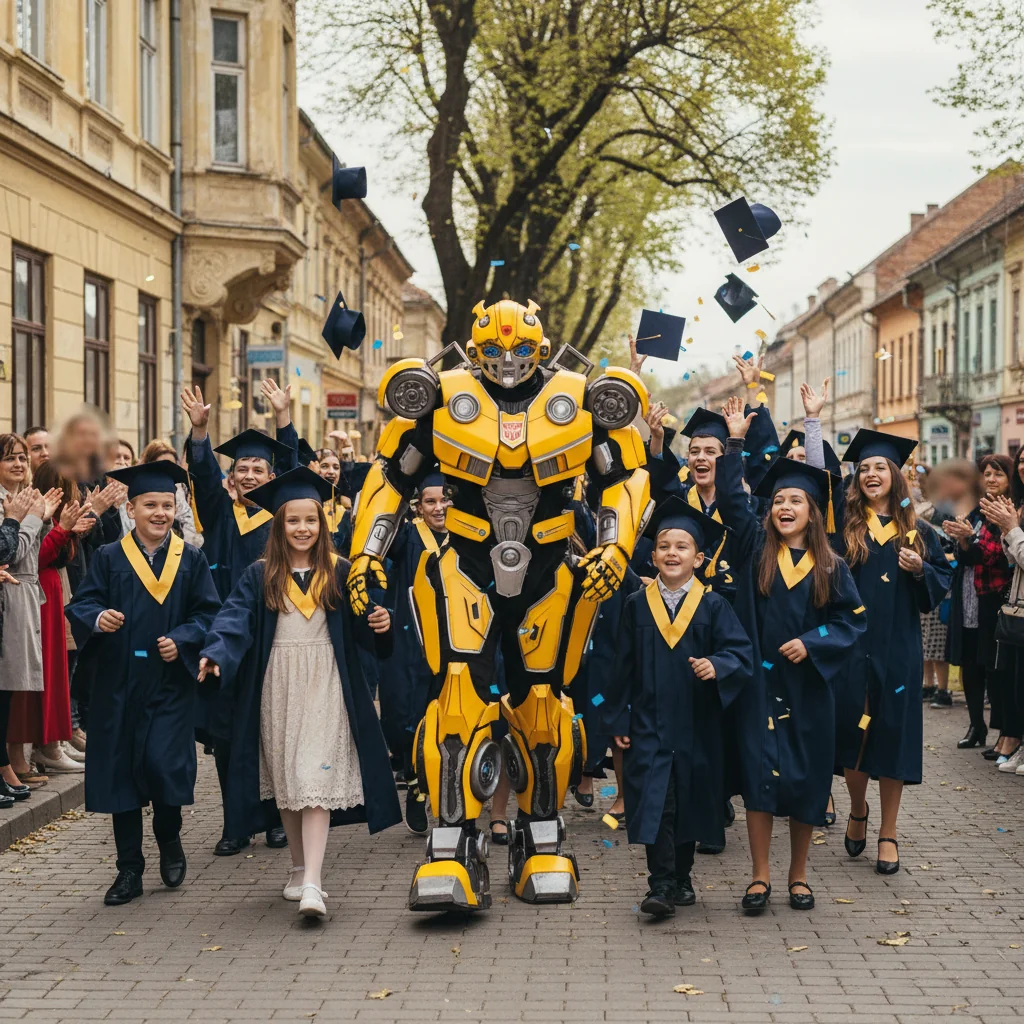 Absolvire memorabilă la Titu cu Bumblebee și elevii din oraș
