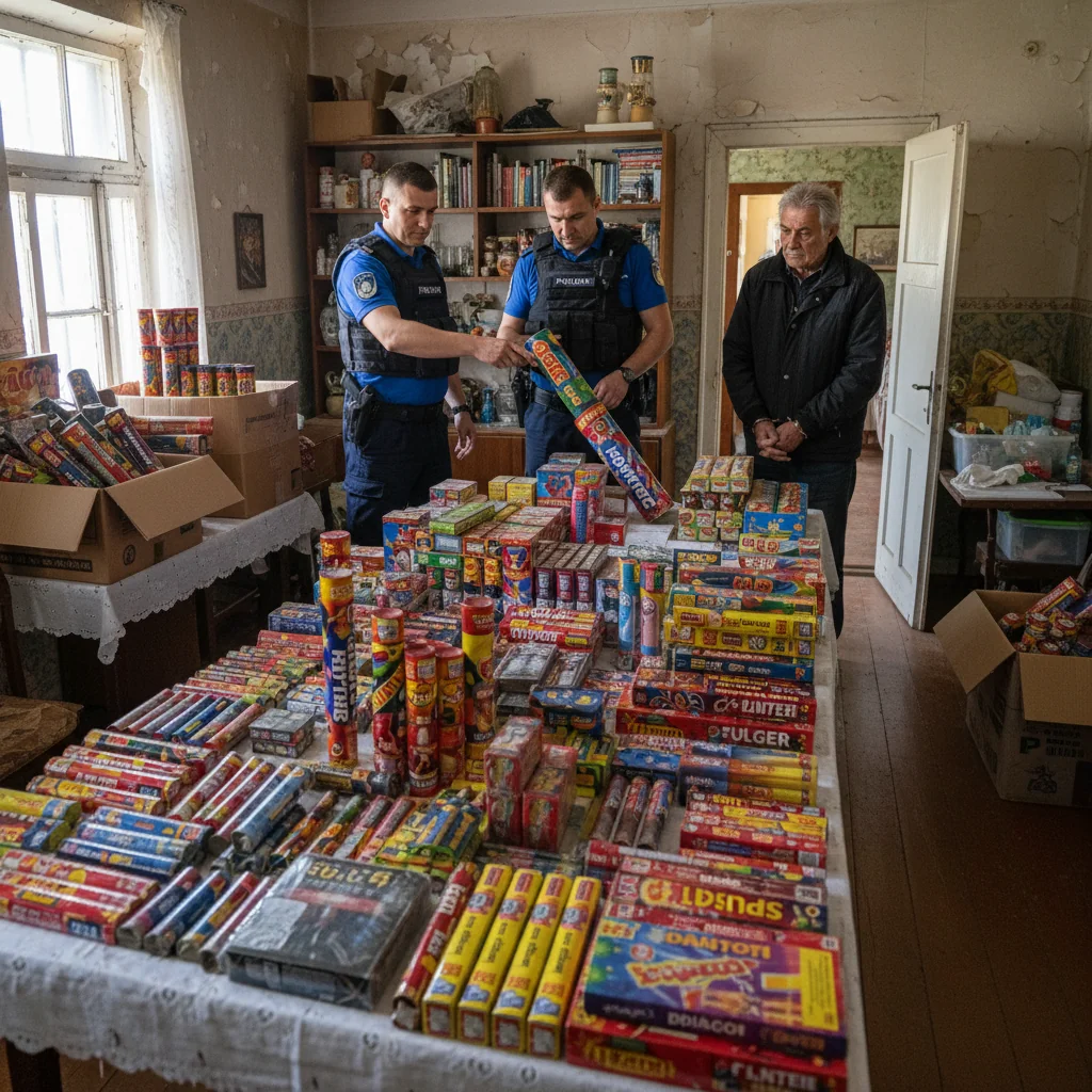 Arsenal de Petarde și Artificii Confiscat din Locuințele unui Bărbat de 50 de Ani
