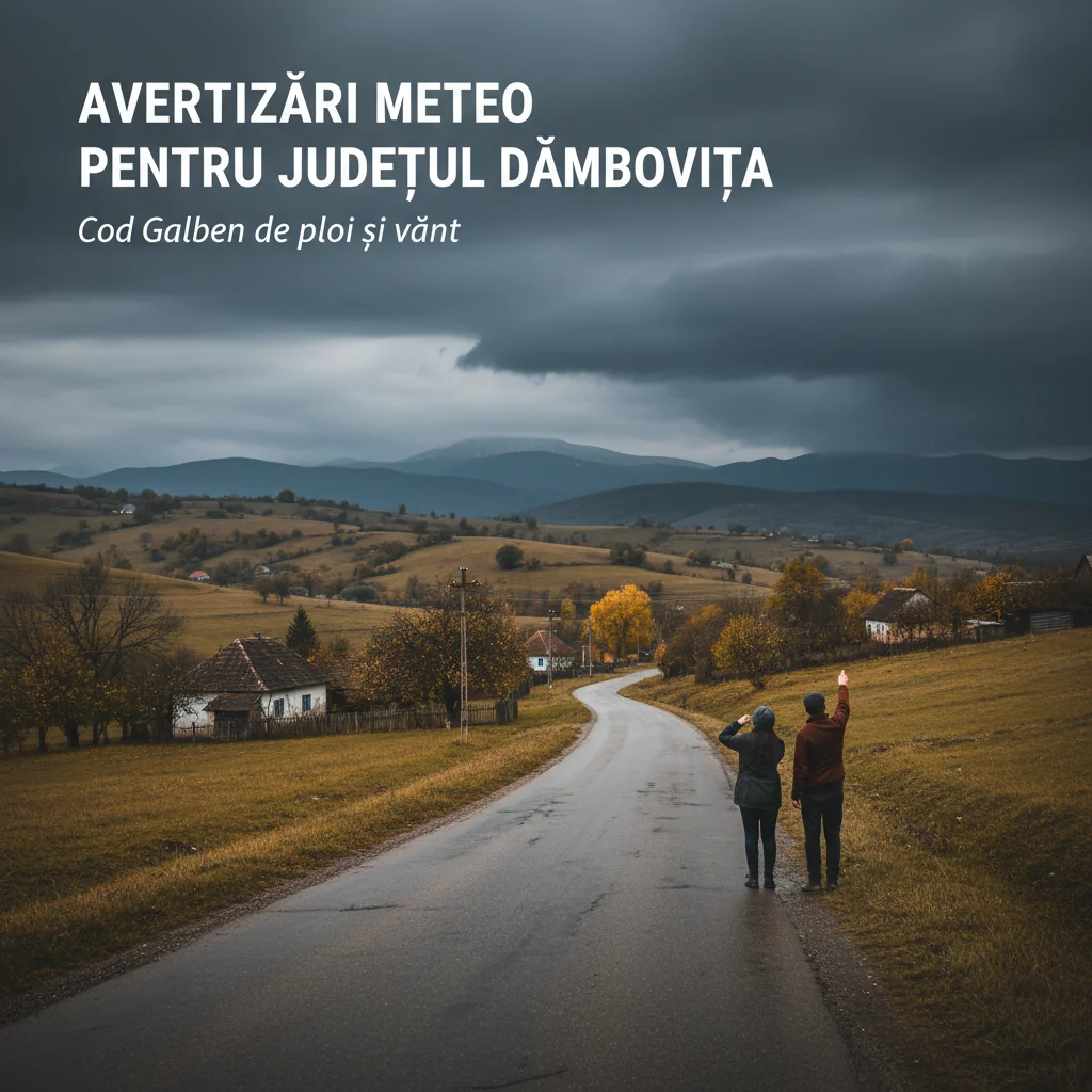 Avertizări meteo de cod galben și portocaliu pentru județul Dâmbovița, anunțate la Târgoviște