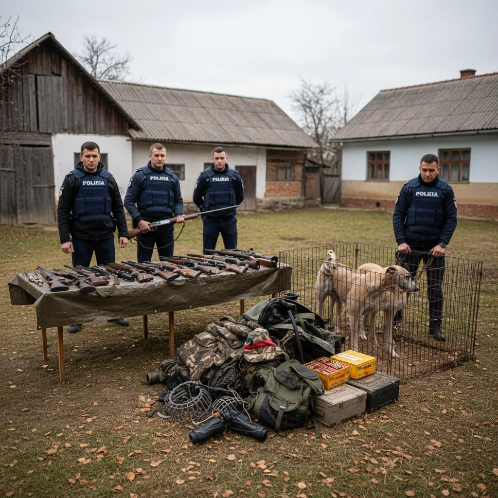 Braconaj în Dâmbovița: Sute de arme și ogari confiscate