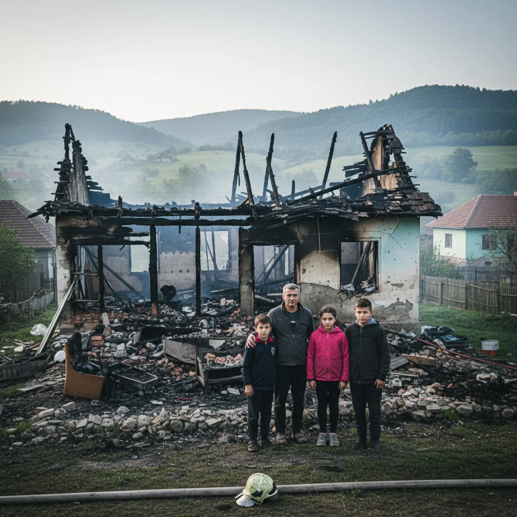 Familie din apropierea municipiului Târgoviște, lăsată fără locuință după un incendiu la Valea Lungă
