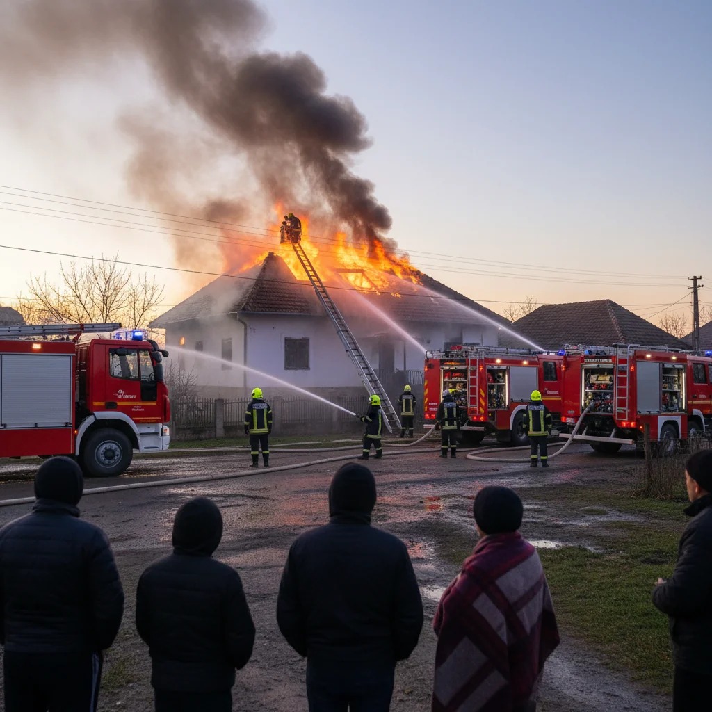Incendiu la o gospodărie din Tătărani, intervenția rapidă a pompierilor în primele ore ale dimineții