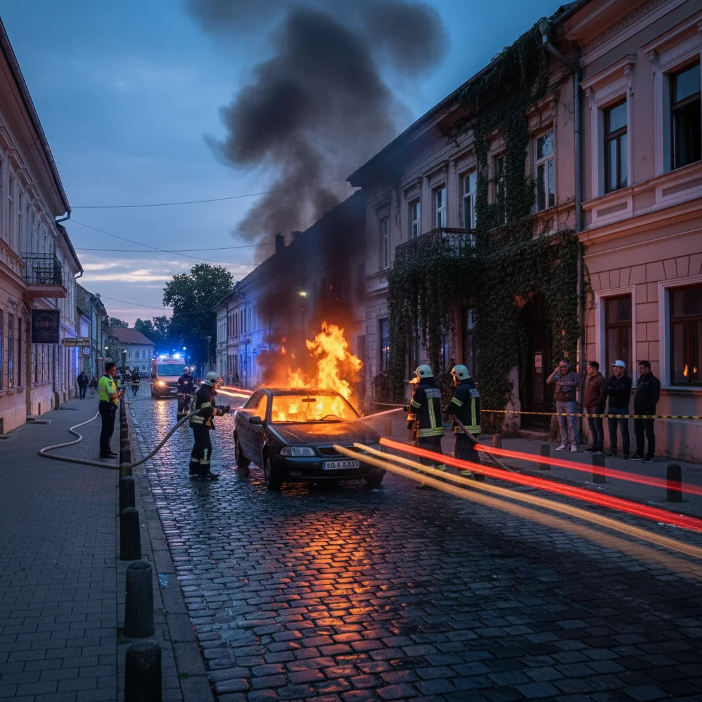 Incendiu la un autoturism pe strada Arsenalului din Târgoviște, anunțat pe 6 ianuarie 2026