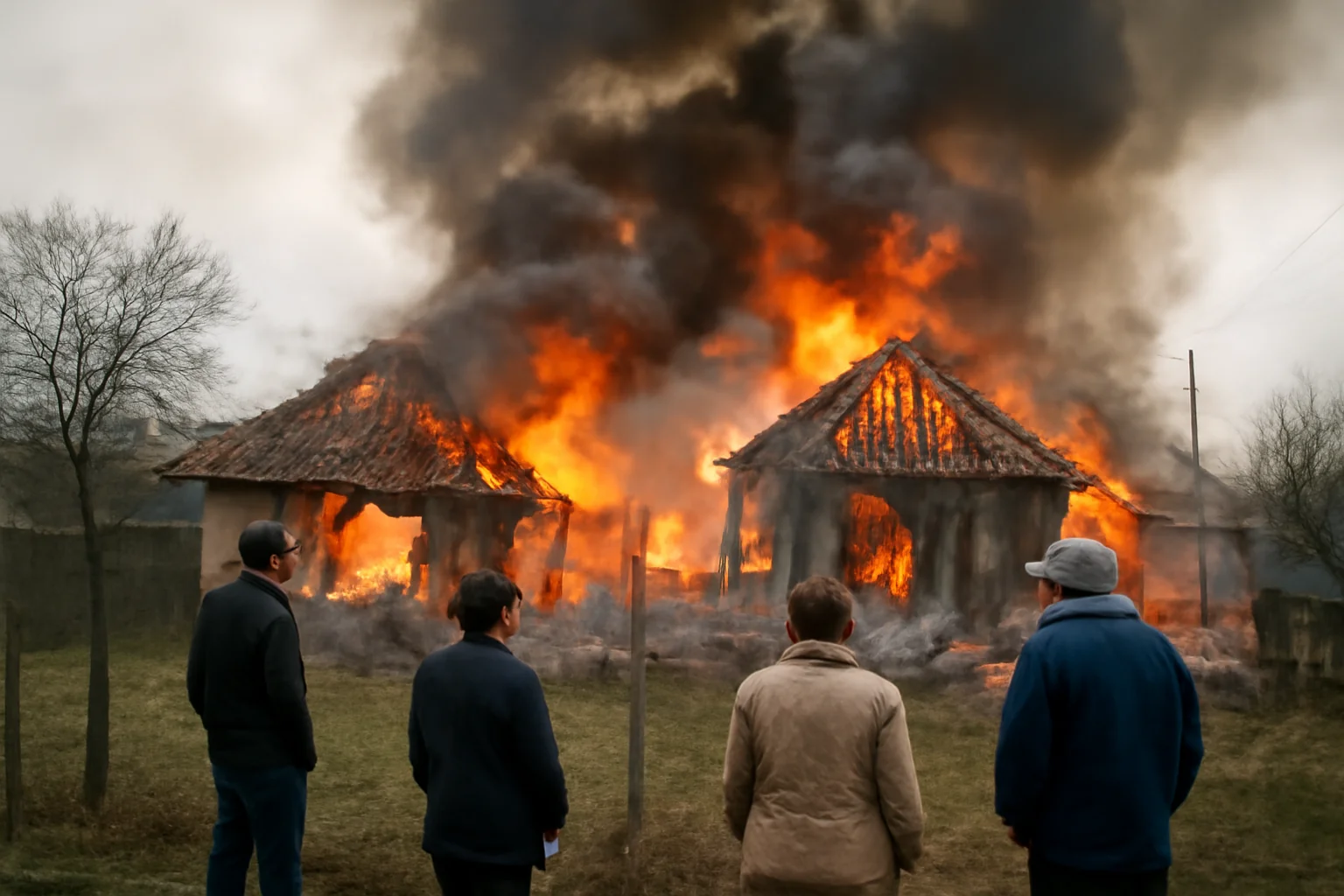 Incendiu puternic la Comișani, lângă Târgoviște: două locuințe afectate în urma flăcărilor