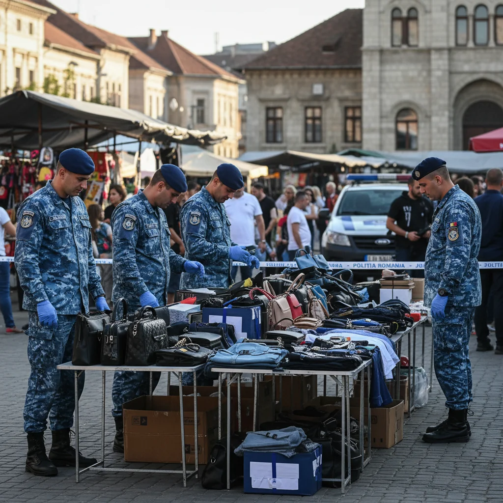 Marfă inscripționată cu brand celebru, ridicată de jandarmii din Dâmbovița într-o piață din Târgoviște