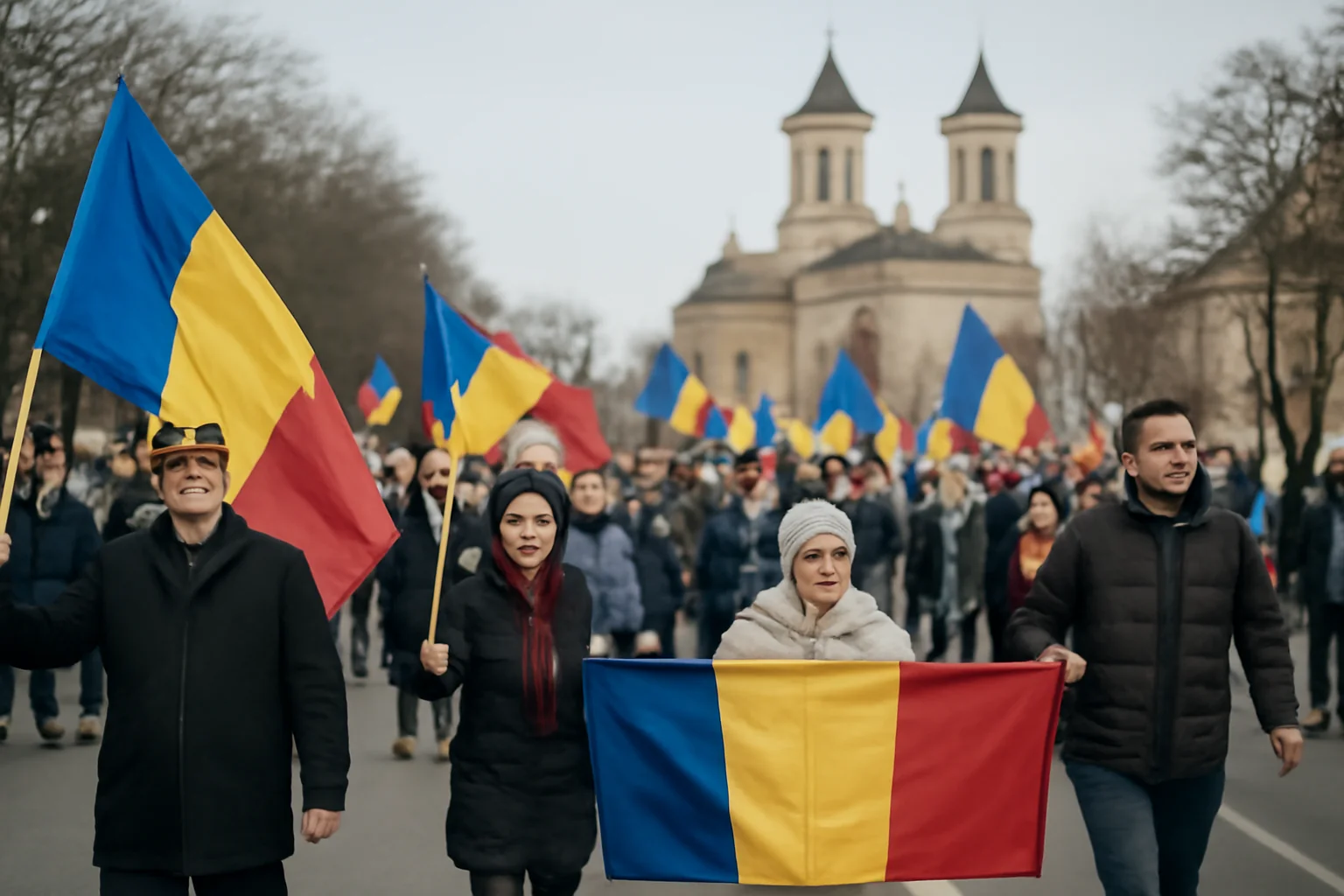 Marșul Tricolorului la Târgoviște marchează Mica Unire cu un steag de 100 de metri