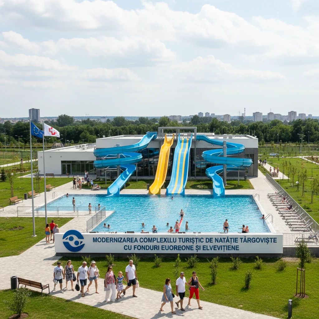 Modernizarea Complexului Turistic de Natație din Târgoviște, finanțată din fonduri europene și elvețiene