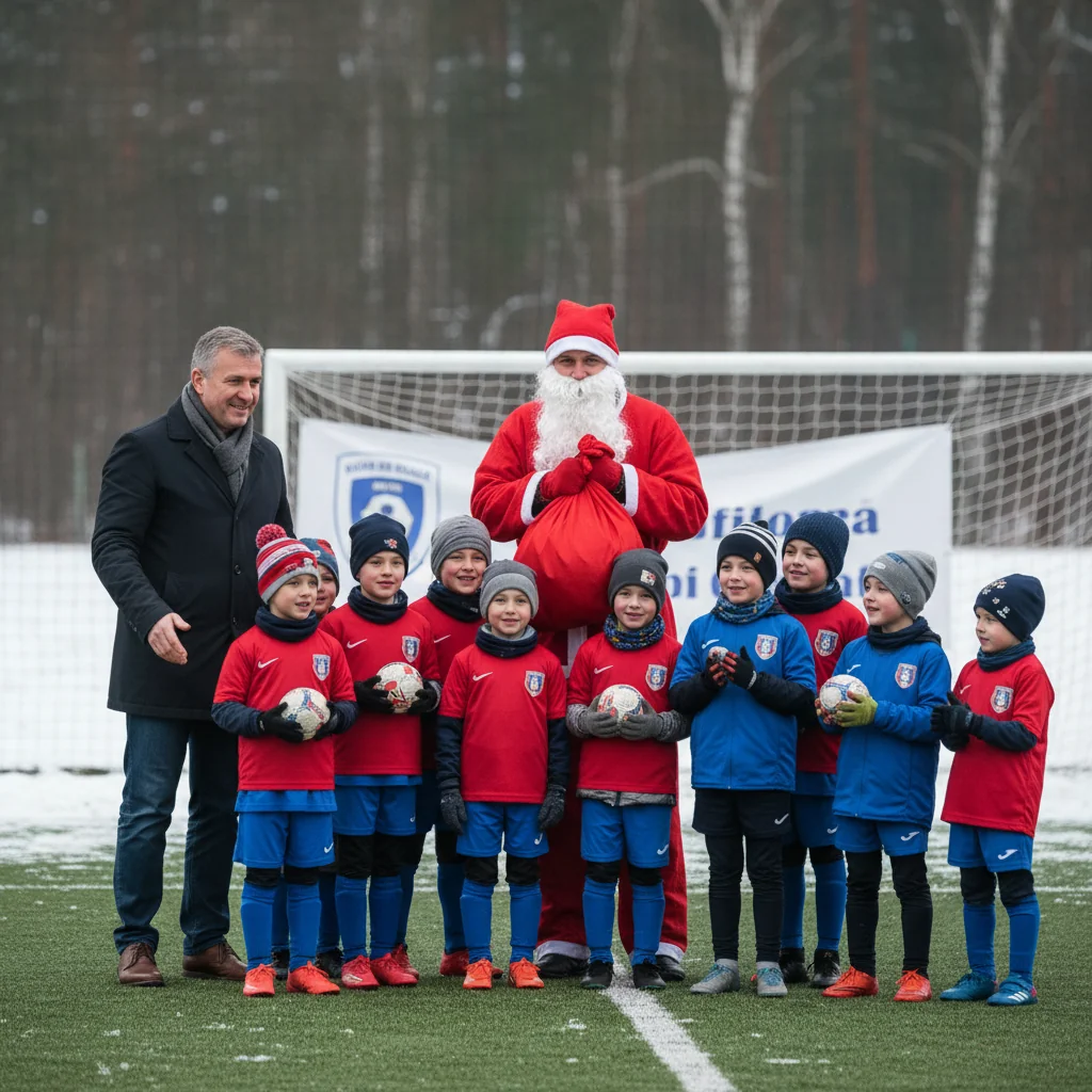 Moș Crăciun le-a adus bucurie juniorilor sportivi din Titu alături de primarul Laurențiu Costache