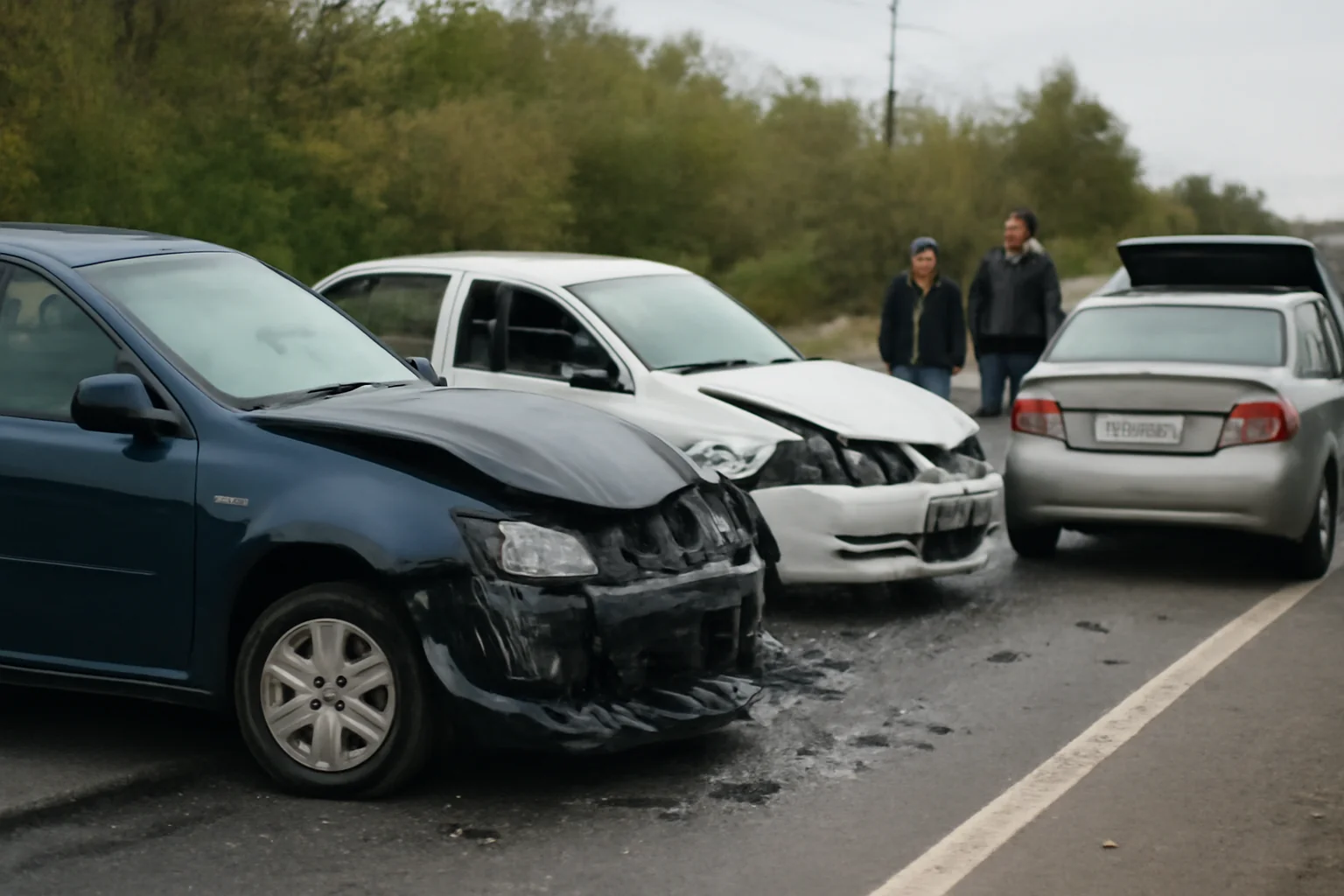 patru autoturisme avariate și trei răniți