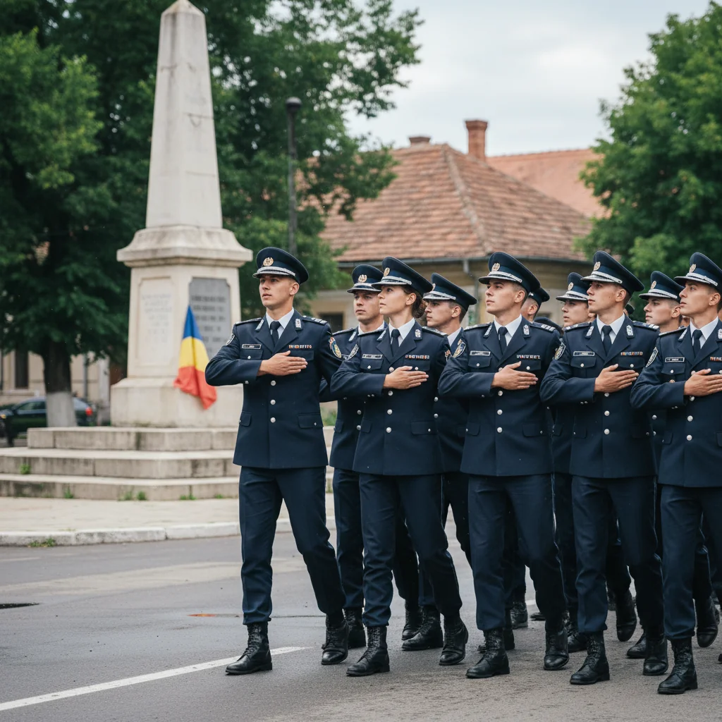 Primul pas de defilare pentru tinerii de la Jandarmeria Dâmbovița