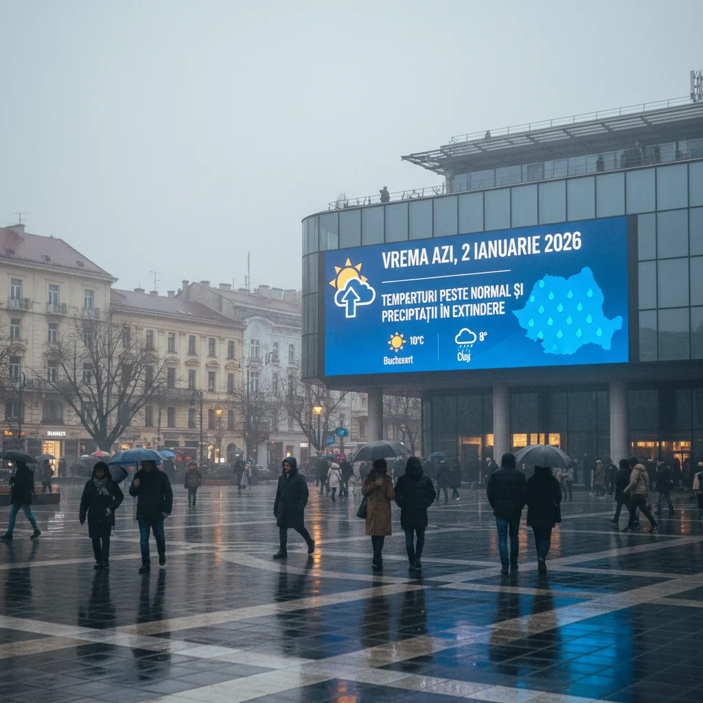 Prognoza meteo pentru Târgoviște, 2 ianuarie 2026: valori termice peste normal și precipitații în extindere
