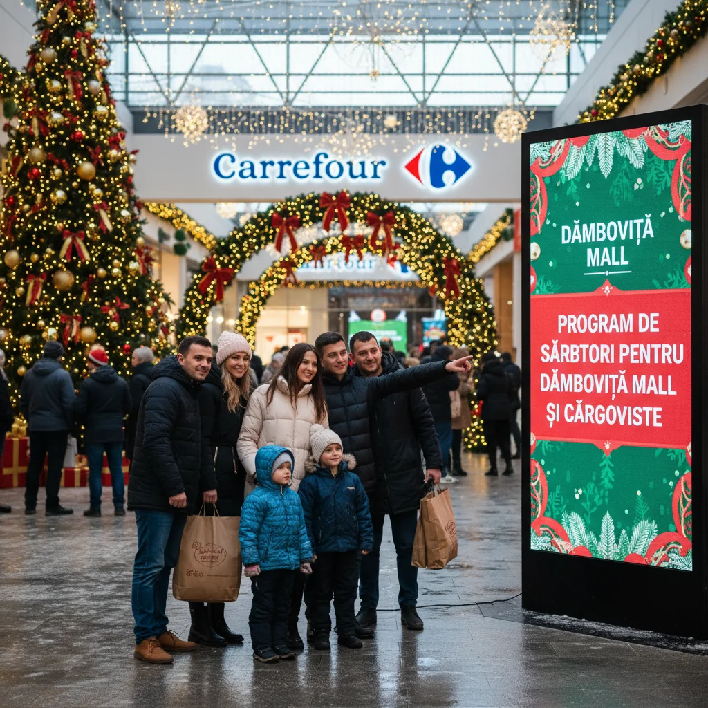 Programul de sărbători 2024–2025 la Dâmbovița Mall și Carrefour Târgoviște: zile închise și orar redus