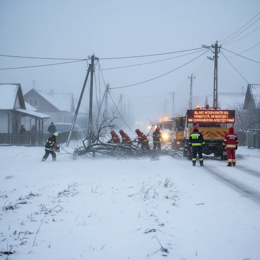 raportul ISU arată 56 de intervenții și mii de locuințe lăsate fără curent electric