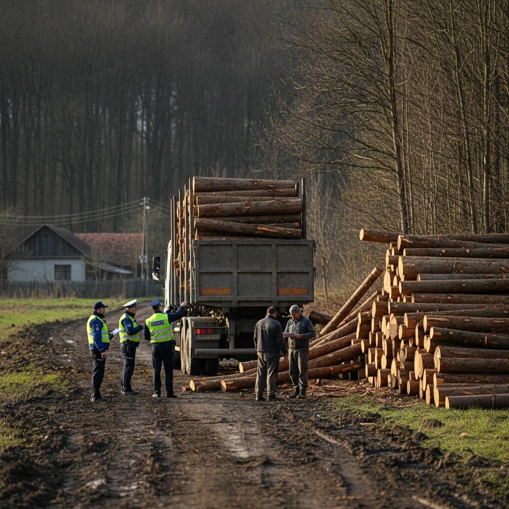 Scandal cu lemne: Camion cu material ilegal prins la Odobești