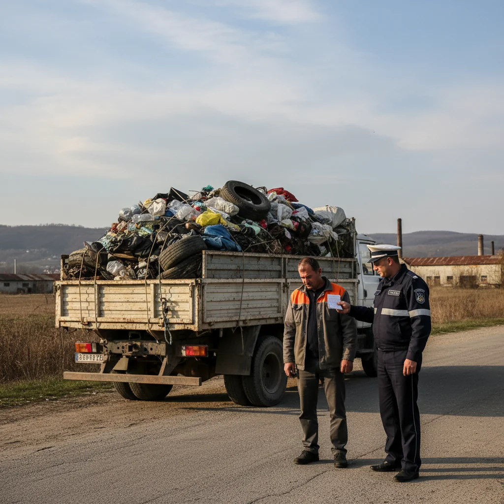 Șofer din Târgoviște, amendat cu 15.000 de lei pentru transport ilegal de deșeuri la Fieni