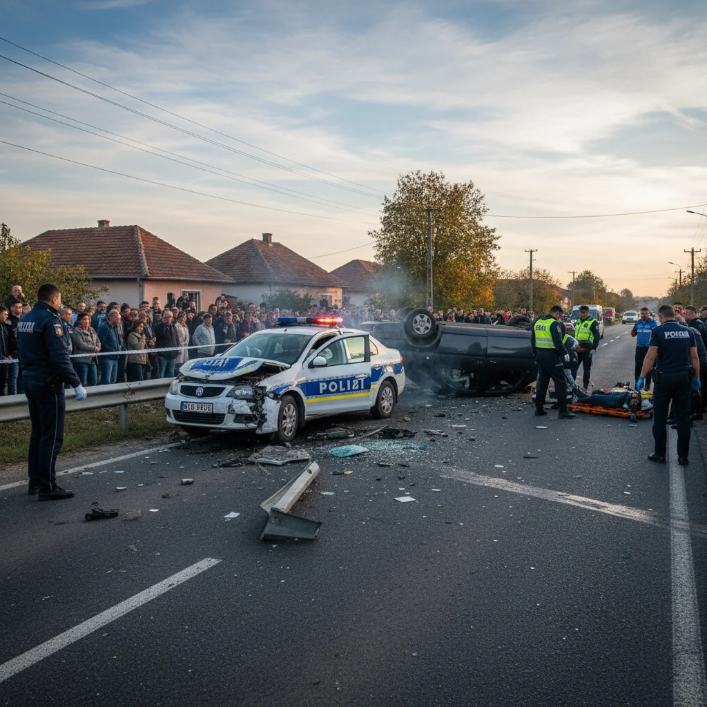 Șofer urmărit pe drumul județean DJ 712 provoacă accident rutier în Vulcana-Pandele