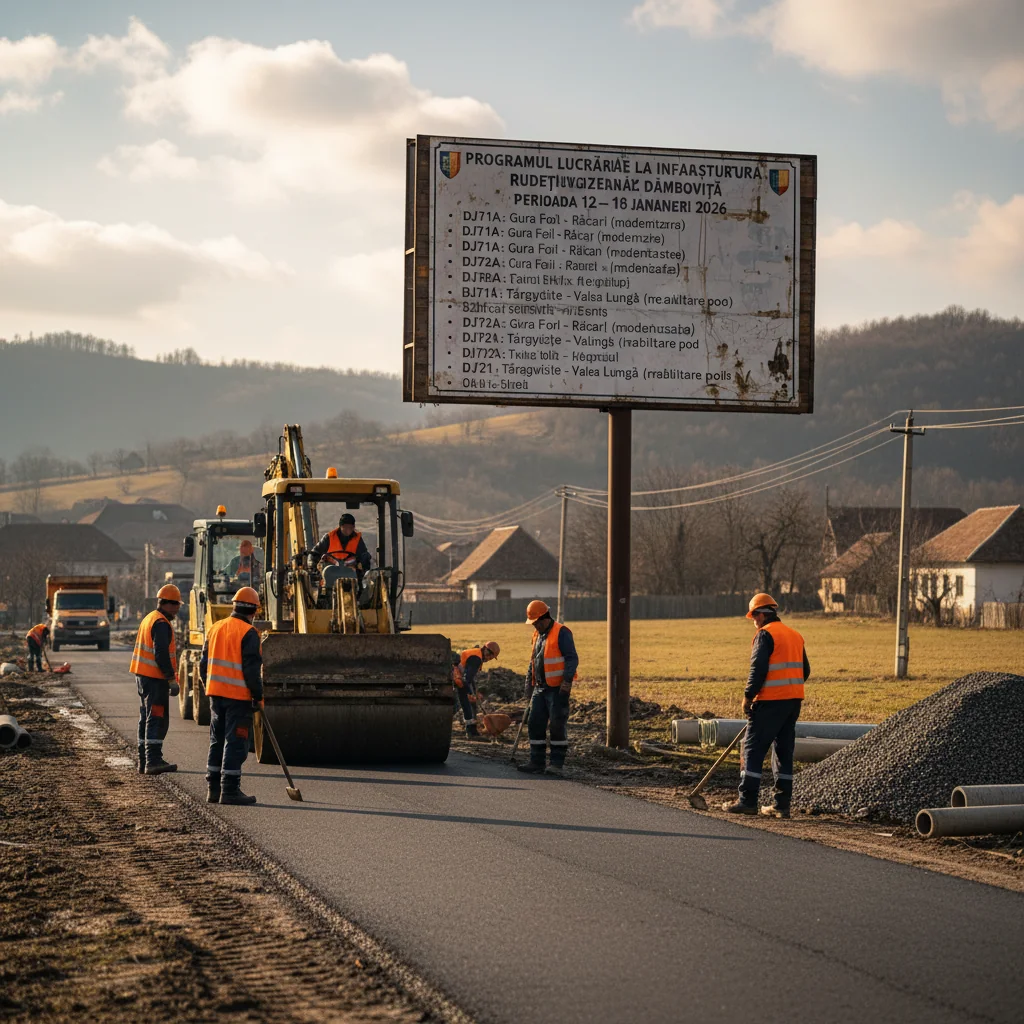 Târgoviște: calendarul lucrărilor la drumurile județene Dâmbovița pentru 12–18 ianuarie 2026
