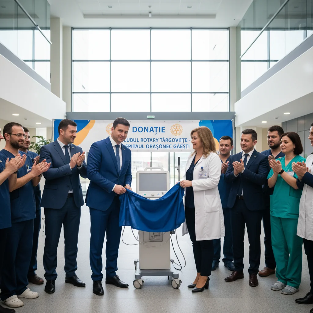 Târgoviște: Clubul Rotary sprijină Spitalul Orășenesc Găești cu un aparat EKG modern