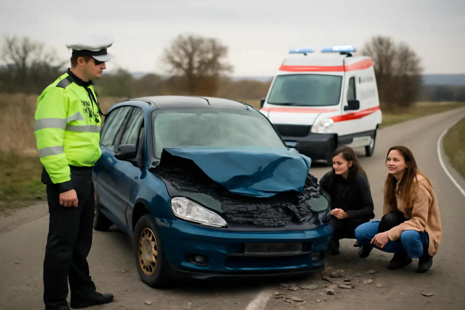 Târgoviște: Trei tineri răniți într-un accident pe DN 72, în zona Dragodana