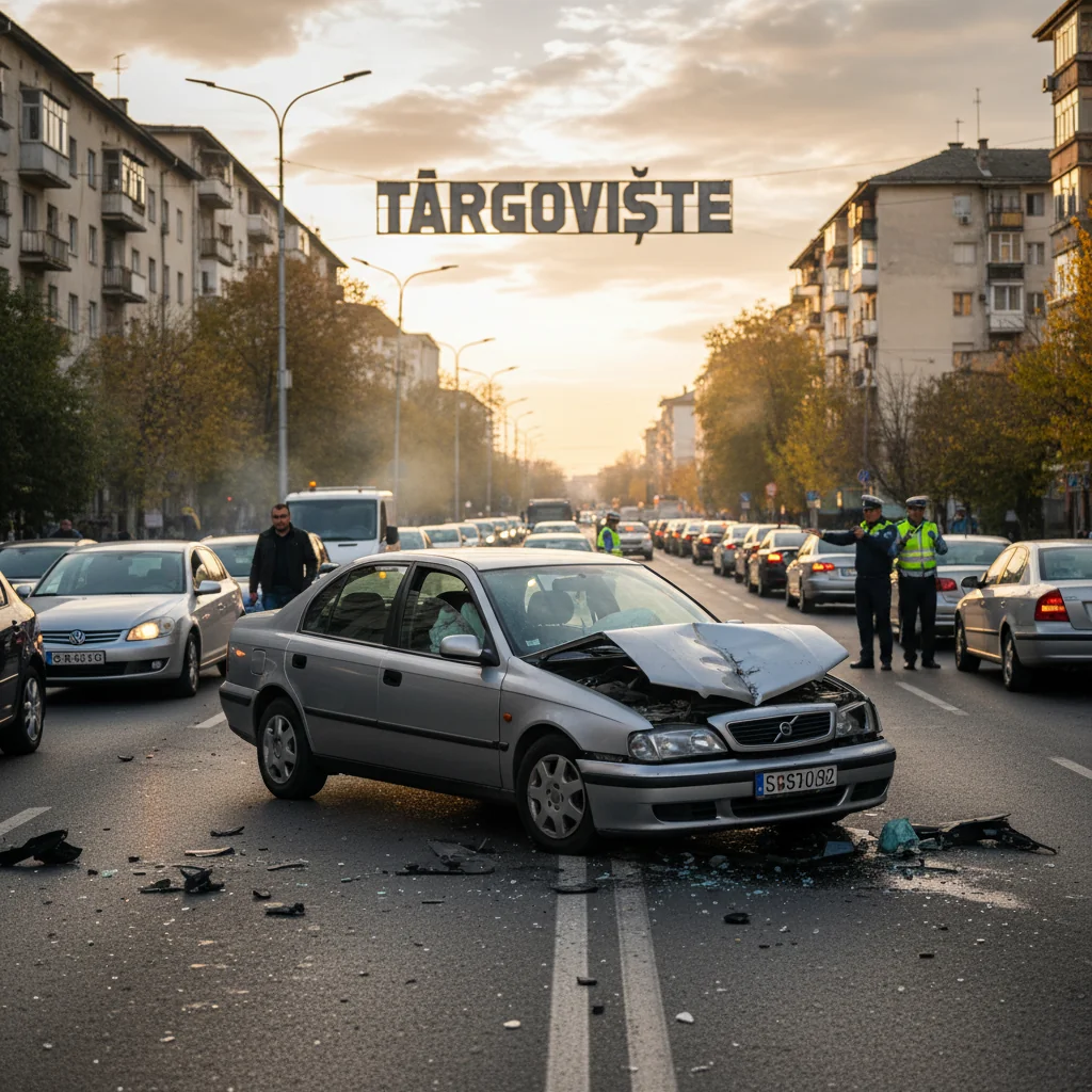 Trafic îngreunat în Târgoviște după un accident între două autoturisme