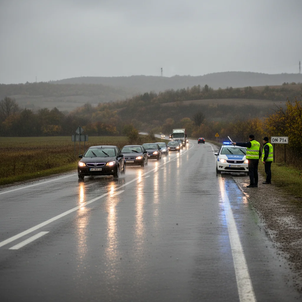Trafic pe carosabil umed în Târgoviște și pe drumurile naționale din Dâmbovița