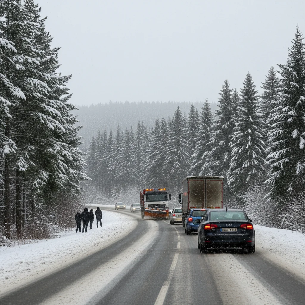 Trafic rutier în condiții de iarnă la Târgoviște și în județul Dâmbovița, anunțat de Centrul Infotrafic