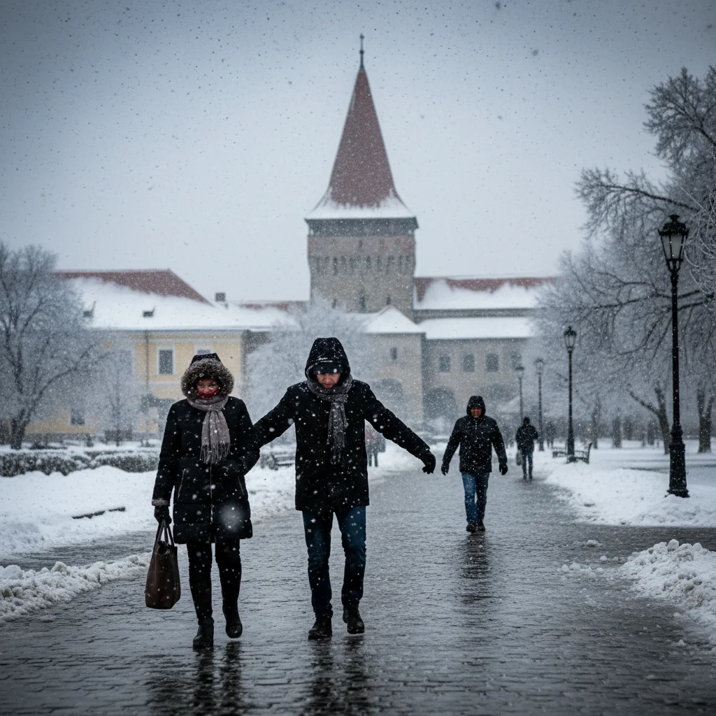 Vreme rece la Târgoviște: ninsori moderate și risc de polei în județul Dâmbovița